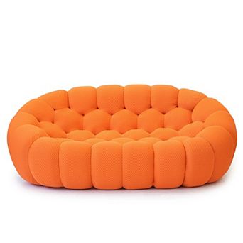 79.53'' Modern Curved Sofas for Living Room, 2 Seater LoveSofa Lazy Floor Sofa, Large Bean Bag Chair