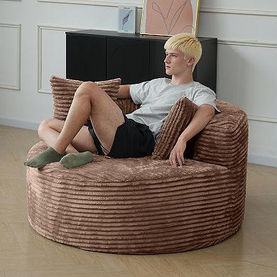 Oversized Sofa 50" Corduroy Deep Seat Single Sleeper Sofas, Round Upholstered Lazy Floor Sofa