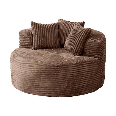 Oversized Sofa 50" Corduroy Deep Seat Single Sleeper Sofas, Round Upholstered Lazy Floor Sofa