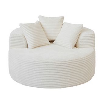 Oversized Sofa 50" Corduroy Deep Seat Single Sleeper Sofas, Round Upholstered Lazy Floor Sofa