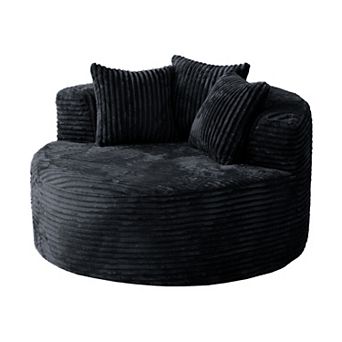 Oversized Sofa 50" Corduroy Deep Seat Single Sleeper Sofas, Round Upholstered Lazy Floor Sofa