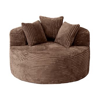 Oversized Sofa 50" Corduroy Deep Seat Single Sleeper Sofas, Round Upholstered Lazy Floor Sofa