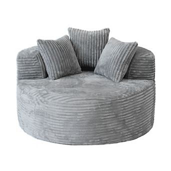 Oversized Sofa 50" Corduroy Deep Seat Single Sleeper Sofas, Round Upholstered Lazy Floor Sofa