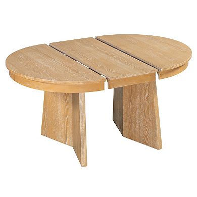 Whisen 5-Piece Retro Extendable Dining Table Set, Round Dining Table Set with 4 Upholstered Chairs