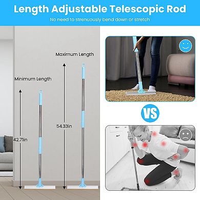 Pet Hair Removal Rake with 54in Telescopic Handle Lint Scraper for Carpet, Couch, Clothes