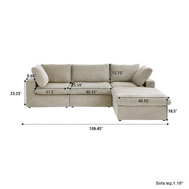 Cloud Modular Sectional Sofa with Storage Ottoman,120.45" L Shaped Couch