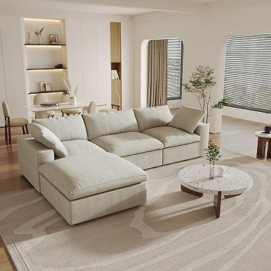 Cloud Modular Sectional Sofa with Storage Ottoman,120.45" L Shaped Couch