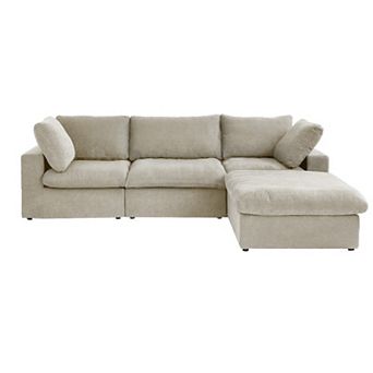 Cloud Modular Sectional Sofa with Storage Ottoman,120.45" L Shaped Couch