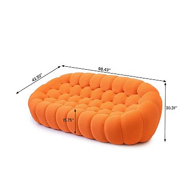 Bubble Couch,98'' Modern Curved Sofa, 3 Seater Morden Lazy Floor Sofa, Memory Foam Bean Bag