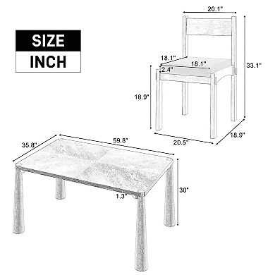 Whisen 7-Piece Retro Dining Table Set for 6 with Upholstered Chairs