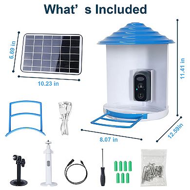 Smart Bird Feeder with Solar Camera, 1080P HD, AI Motion Detection, WiFi, App, IP65 Rated