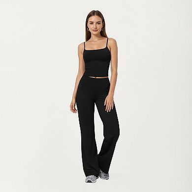 Women's Fitted Spaghetti Strap Square Neck Stretch Camisole Top