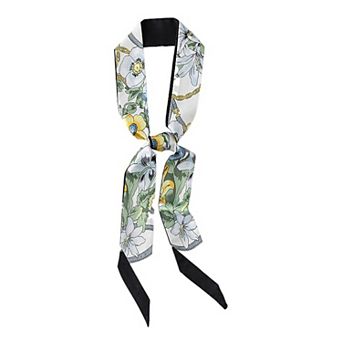 Women's Floral Print Silky Scarf with Lightweight Fabric Versatile Square Neck and Hair Accessory
