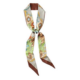 Women's Floral Print Silky Scarf with Lightweight Fabric Versatile Square Neck and Hair Accessory