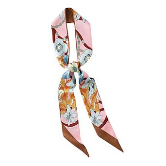 Women's Floral Print Silky Scarf with Lightweight Fabric Versatile Square Neck and Hair Accessory