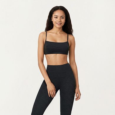 Women's Seamless Rib Knit Bralette Top with Adjustable Spaghetti Straps