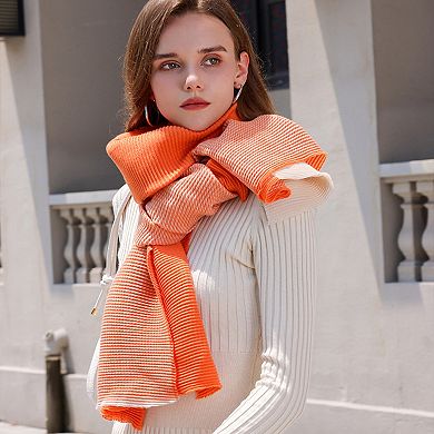 Women's Color Block Woven Scarf with Soft Cozy Fabric Modern Neutral Tones and Textured Design