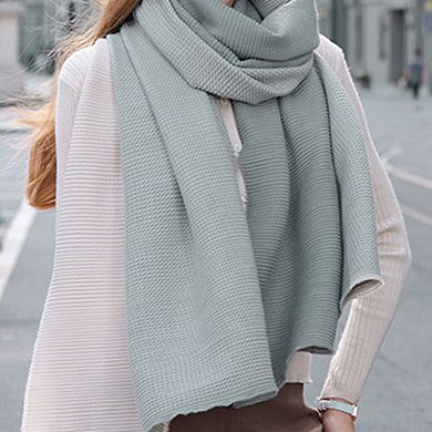 Women's Color Block Woven Scarf with Soft Cozy Fabric Modern Neutral Tones and Textured Design