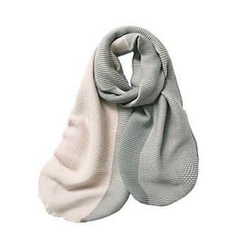 Women's Color Block Woven Scarf with Soft Cozy Fabric Modern Neutral Tones and Textured Design