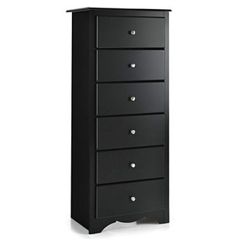 Black 6-Drawer Chest Dresser for Bedroom Clothing Storage