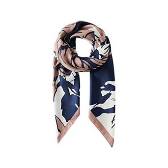 Women's Floral Print Square Scarf with Soft Silky Fabric Lightweight Accessory