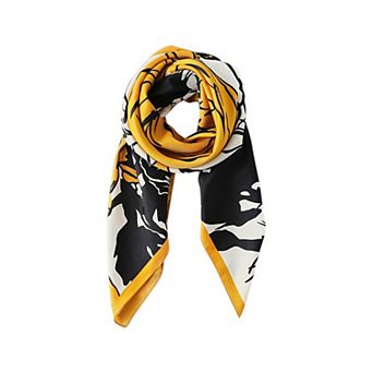 Women's Floral Print Square Scarf with Soft Silky Fabric Lightweight Accessory