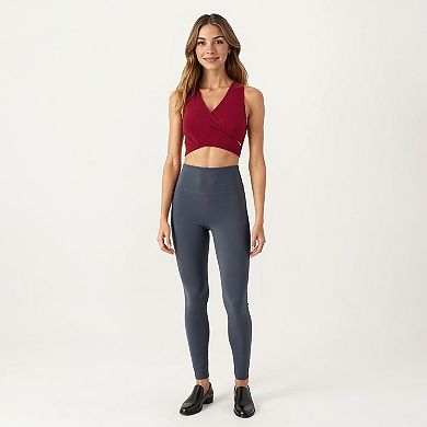 Women's Sleeveless Wrap Front Crop Top with Deep V-Neckline and Twisted Hem Detail