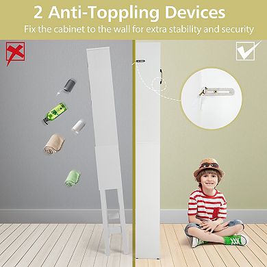 4-Tier Space-saving Toilet Sorage Cabinet with Open Shelves