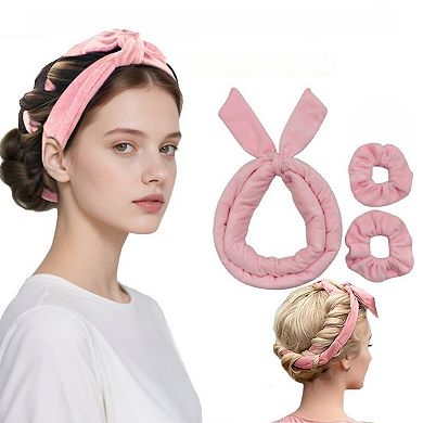 Plush Heatless Curling Headband Set with Scrunchies for Soft, Damage-Free Curls