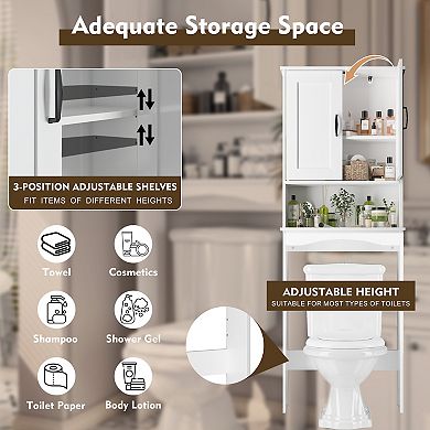 23.62 in. W x 65.39 in. H x 8.27 in. D Over-the-Toilet Storage with Adjustable Shelves for Bathroom
