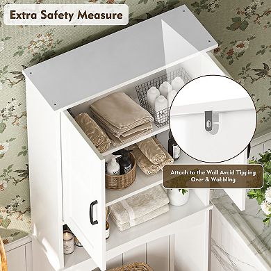 23.62 in. W x 65.39 in. H x 8.27 in. D Over-the-Toilet Storage with Adjustable Shelves for Bathroom