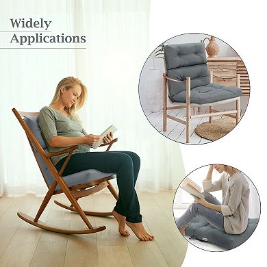 22" x 44" Tufted Outdoor Patio Chair Cushion - Gray