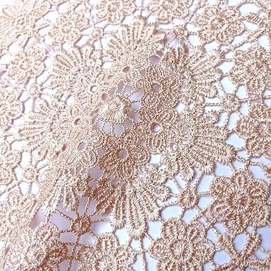 2-Piece Round Lace Floral Placemat with Intricate Embroidered Detailing