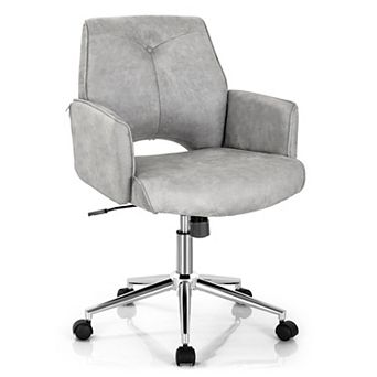 Gray Adjustable Mid-Back Office Chair with Armrests