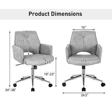 Gray Adjustable Mid-Back Office Chair with Armrests