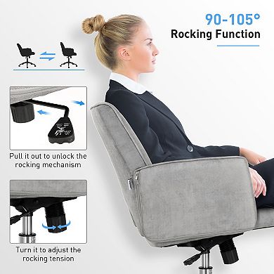 Gray Adjustable Mid-Back Office Chair with Armrests