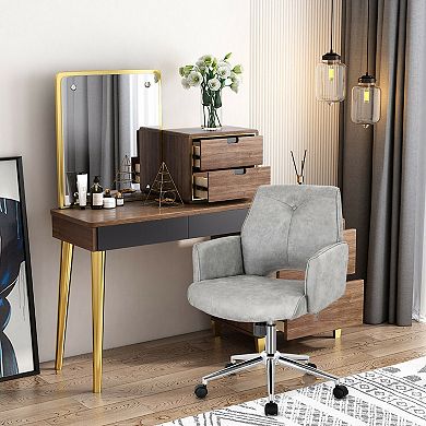 Gray Adjustable Mid-Back Office Chair with Armrests