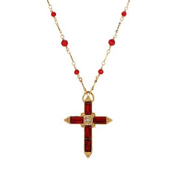 Symbols of Faith Colored Cross & Beaded Necklace