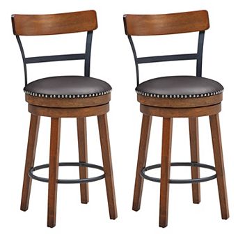 Set of 2 25.5-Inch Swivel Counter Height Bar Stools