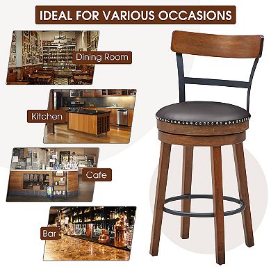 Set of 2 25.5-Inch Swivel Counter Height Bar Stools