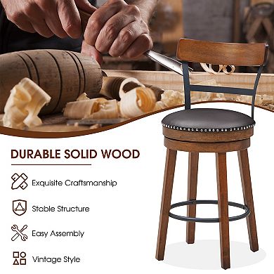 Set of 2 25.5-Inch Swivel Counter Height Bar Stools