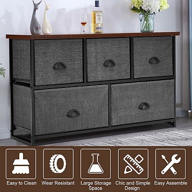 Gray Wooden Dresser Storage Cabinet with Drawers