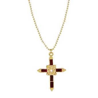 Symbols of Faith Gold-Tone Cross Pendant Necklace