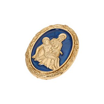 Symbols of Faith Gold-Tone Mary & Jesus Oval Pin