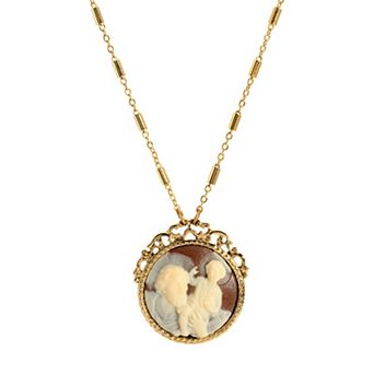 Symbols of Faith St Christopher & Child Cameo Pendant Necklace
