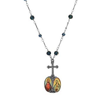 Symbols of Faith Cross 2-Sided Jesus Pendant Necklace