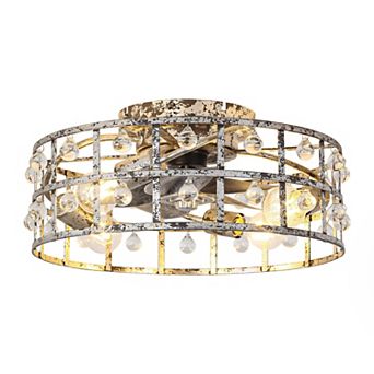 17.7 in Distressed Silver Smart Caged Ceiling Fan with Light and Remote, APP Control