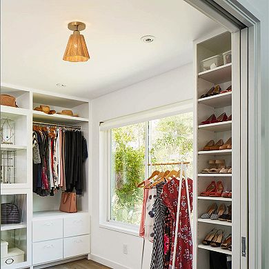 Parrot Uncle Brown Paper Rope Boho 1-Light Semi-Flush Mount Ceiling Light