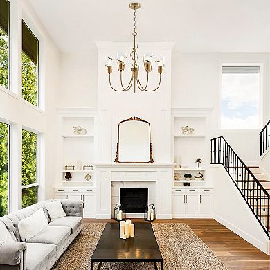 Parrot Uncle 26" Modern Gold Dimmable Seeded Glass 5-Light Chandelier