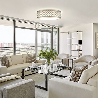 Parrot Unlce 15.4" Modern Silver Metal LED Flush Mount Fixture Ceiling Light